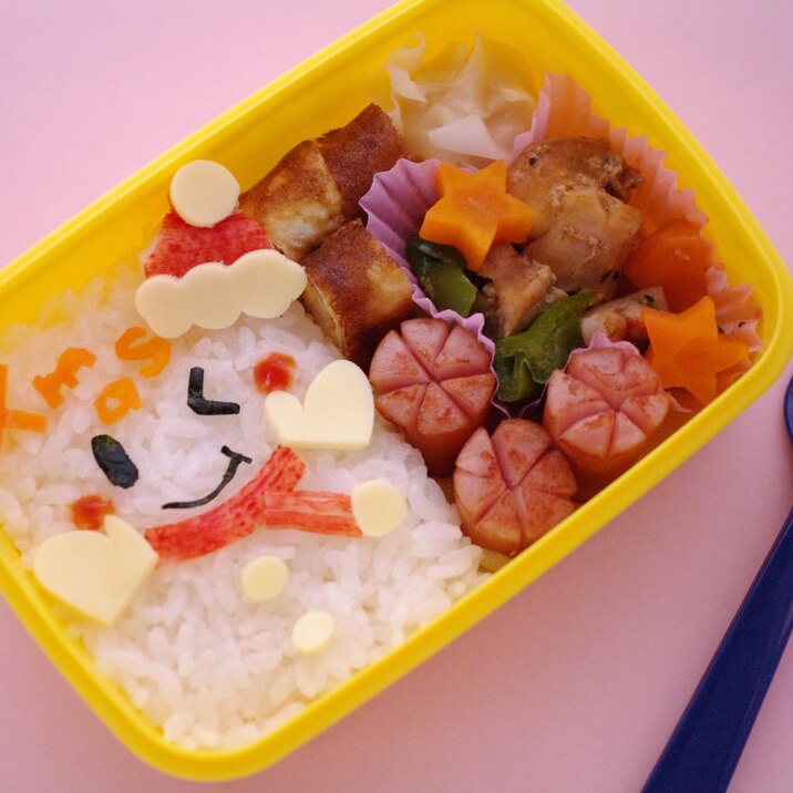 詰めるだけご飯で☆クリスマスゆきだるまのキャラ弁当